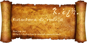 Kutschera Árpád névjegykártya